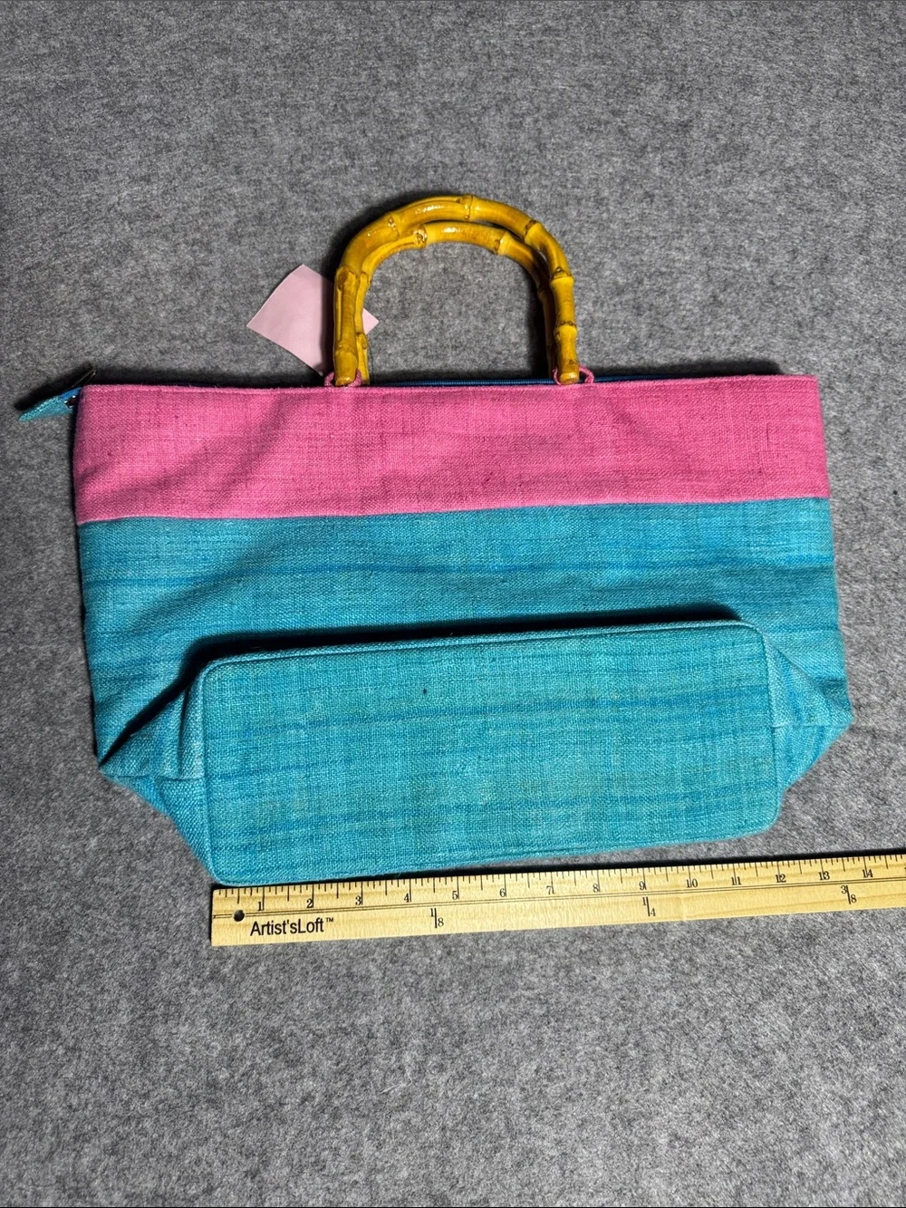 Anna Bui Gallery Handmade Tote Bag Bamboo Handles Flip Flop Appliqué
